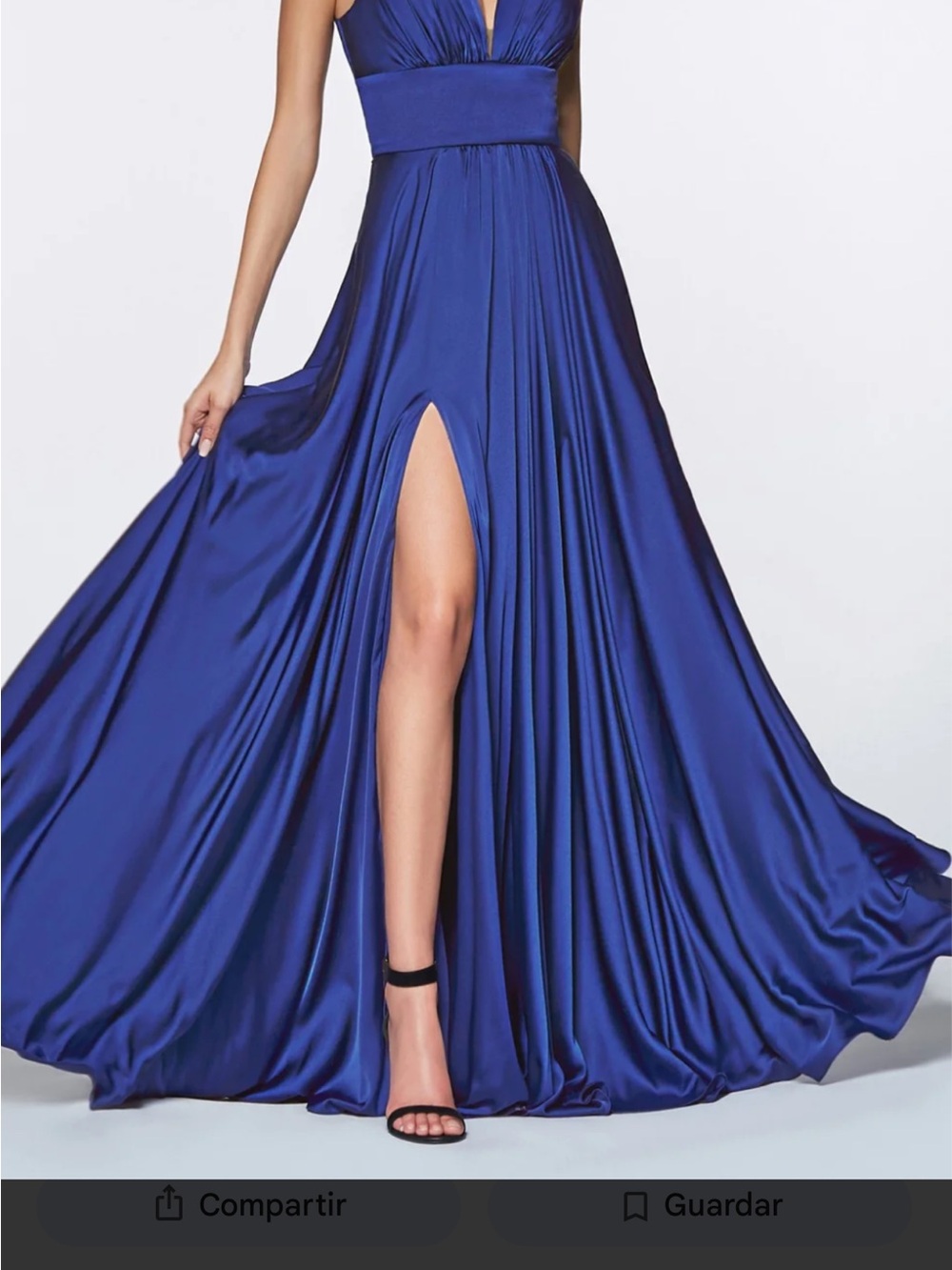 Royal Blue V-Neck Maxi Dress with High Thigh Slit